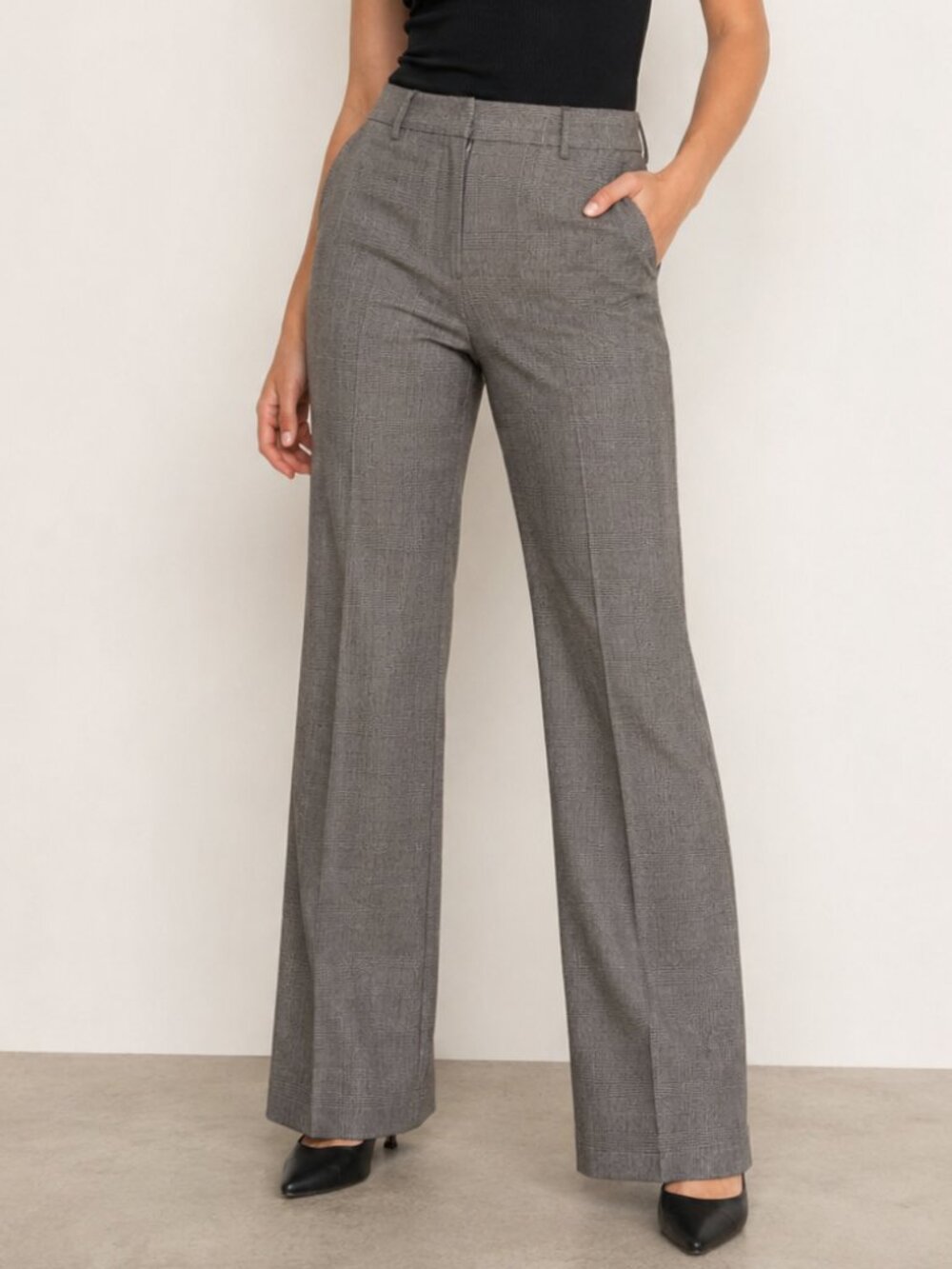 RW&CO Women’s Plaid Dress Pants Size 2 Gray Straight Leg Trousers Formal